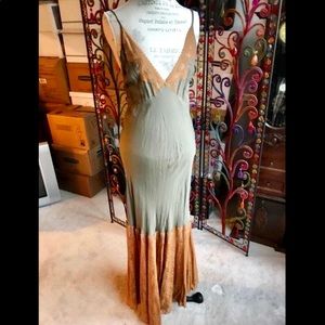 Olive Grn Dress W Rust Lace Detail by Free People